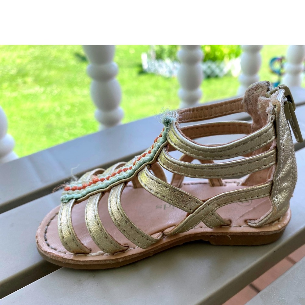 Koala Kids Gladiator Sandals Gold Strappy Back Zipper Toddler Girl‎ Size 4
